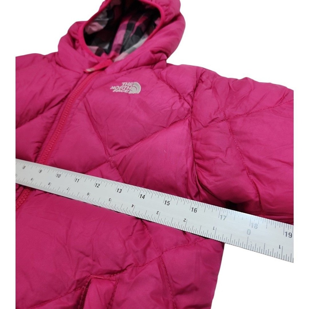 The North Face Puffer Jacket Girls M 10/12 Pink 550 Down Quilted Warm reversible - Picture 5 of 13